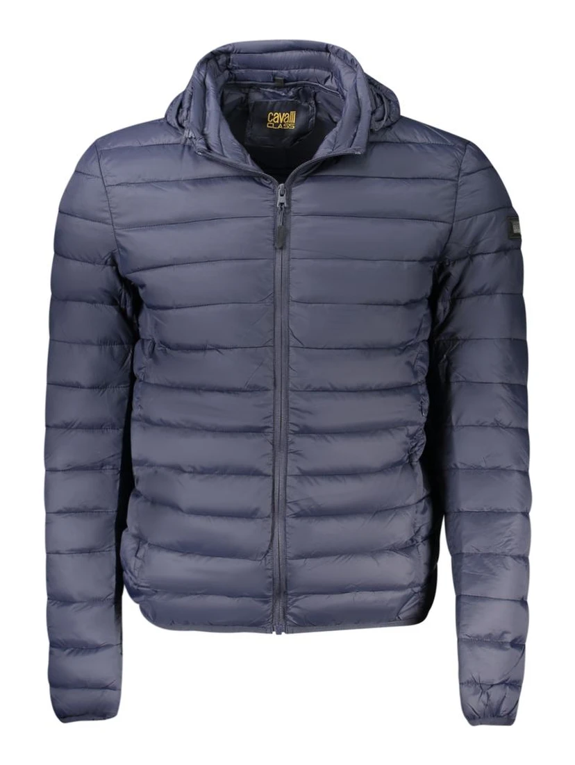 Blue Polyester Men Jacket