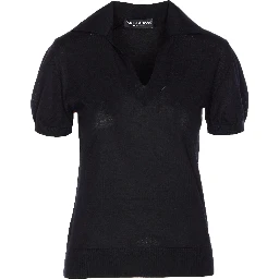 Shortsleeved cashmere polo top