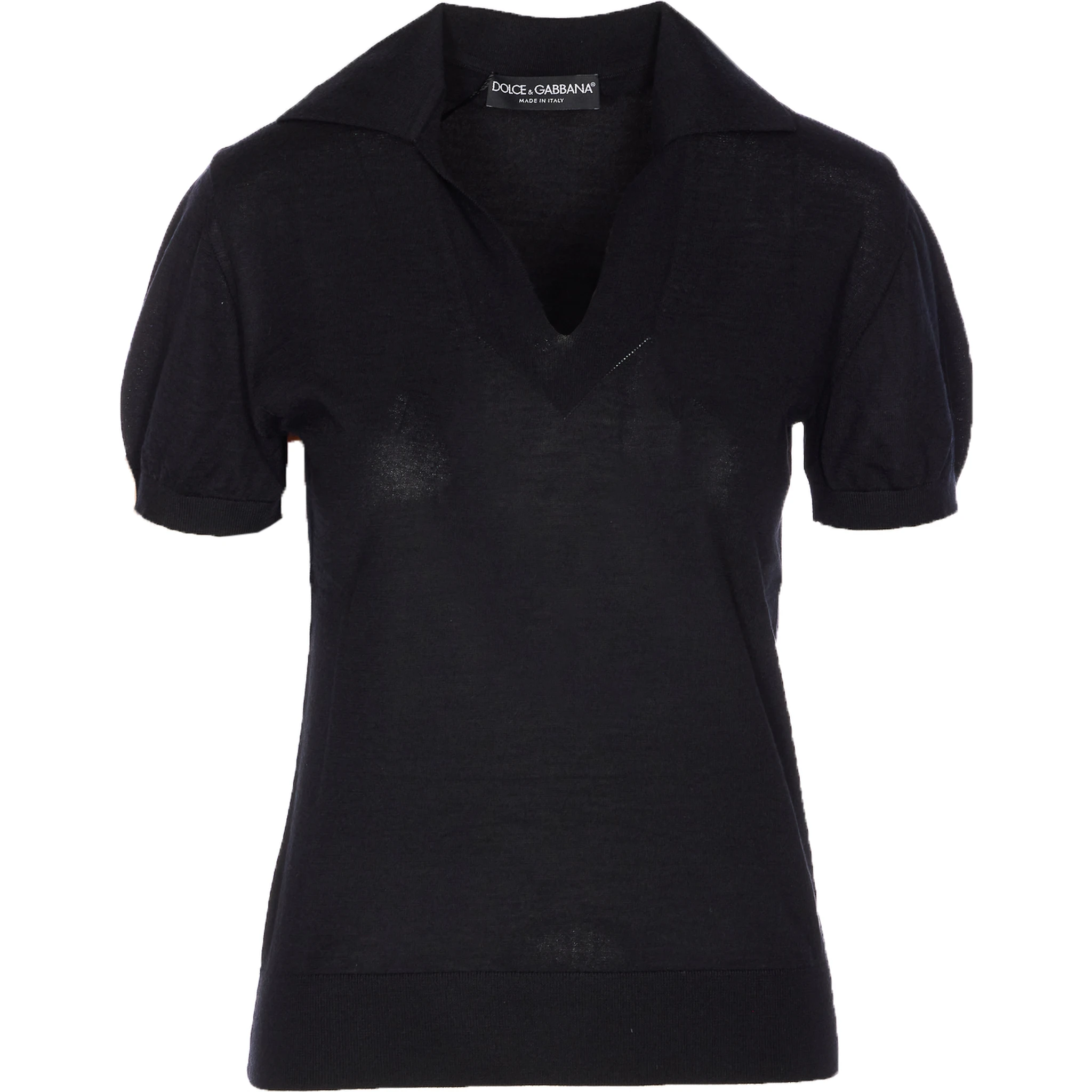 Shortsleeved cashmere polo top