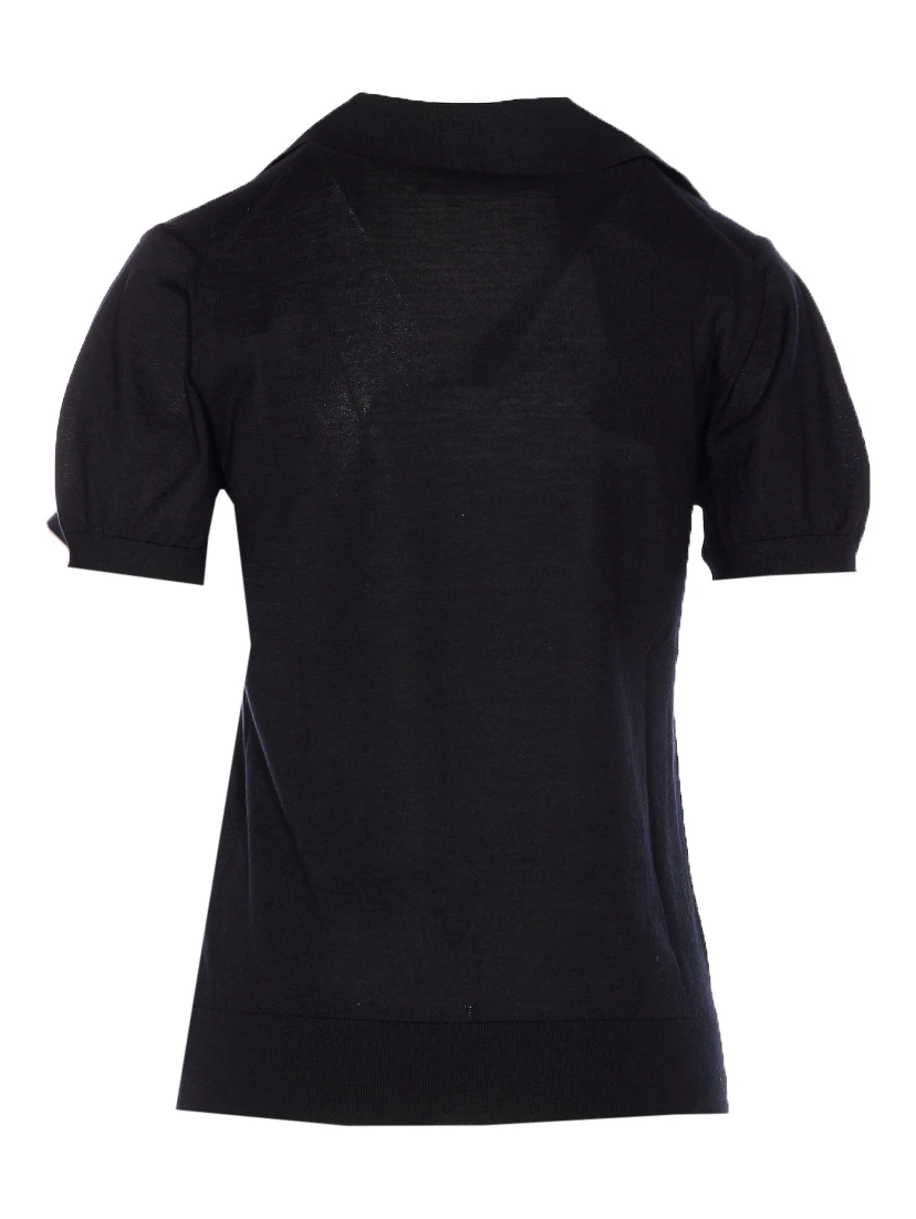 Shortsleeved cashmere polo top