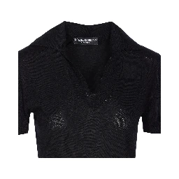 Shortsleeved cashmere polo top