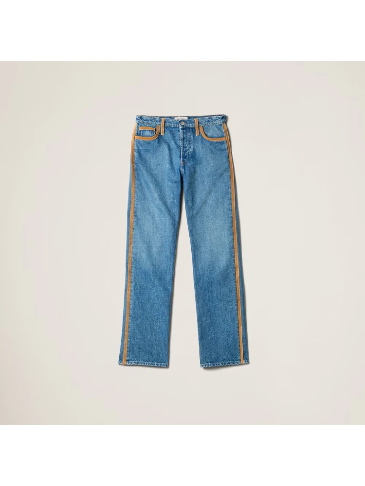 Denim and leather jeans