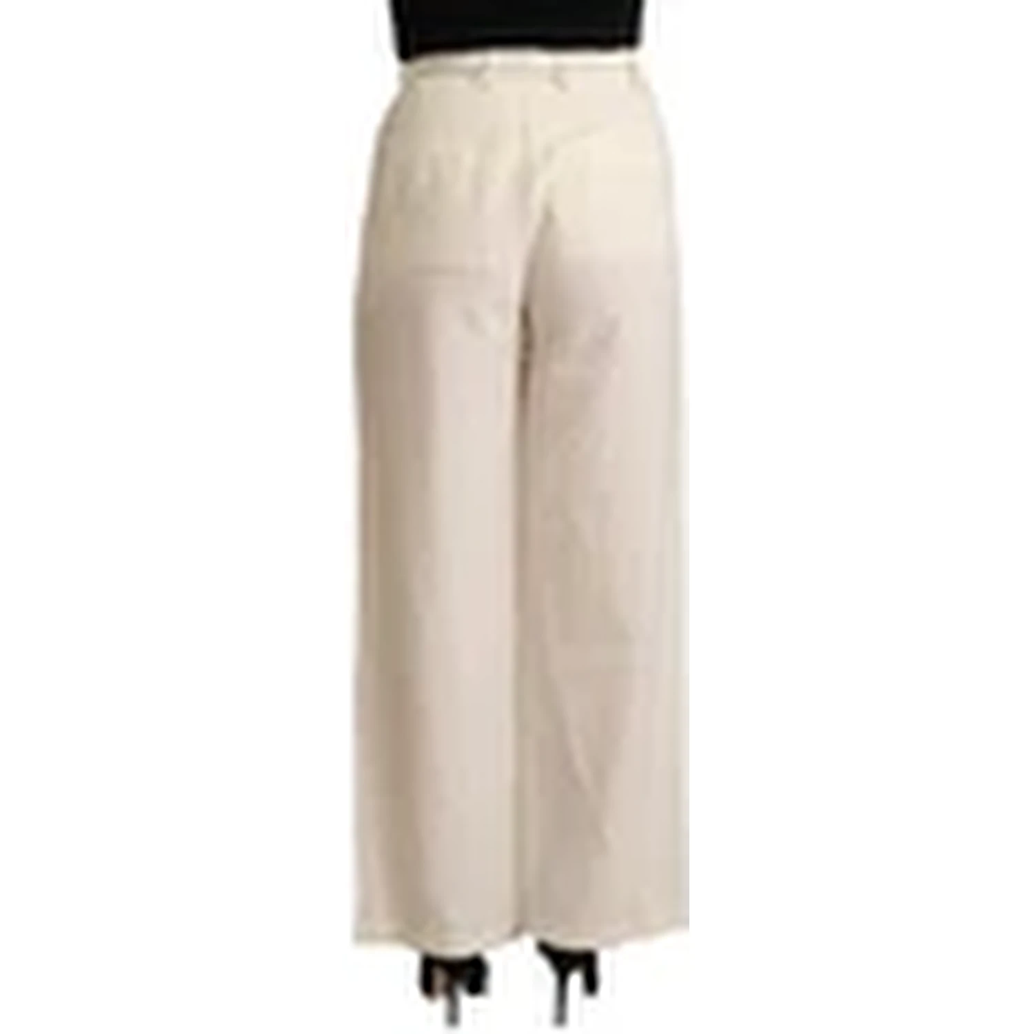 Off White Cotton High Waist Straight Women Trouser