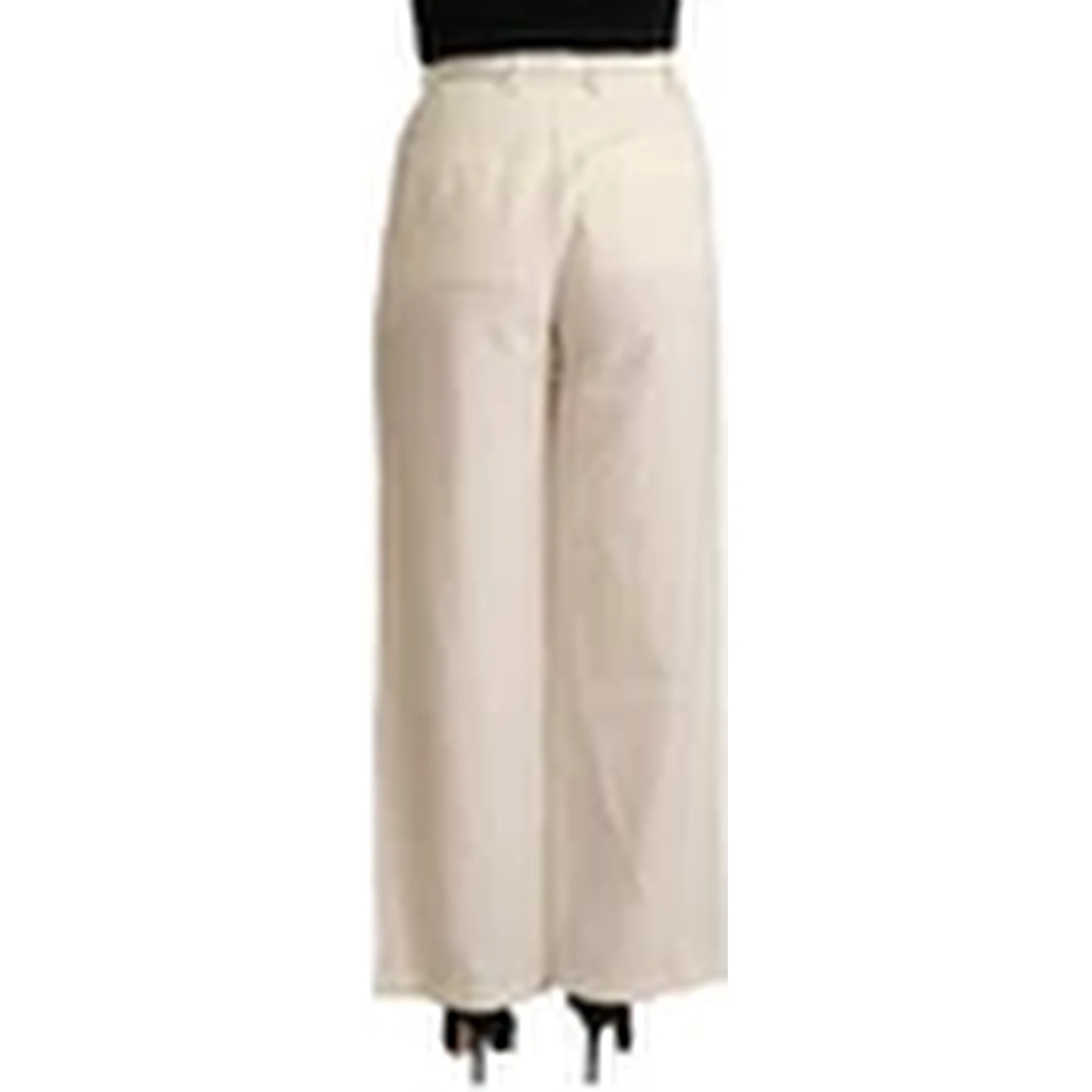Off White Cotton High Waist Straight Women Trouser
