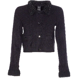 Embellished-collar cardigan