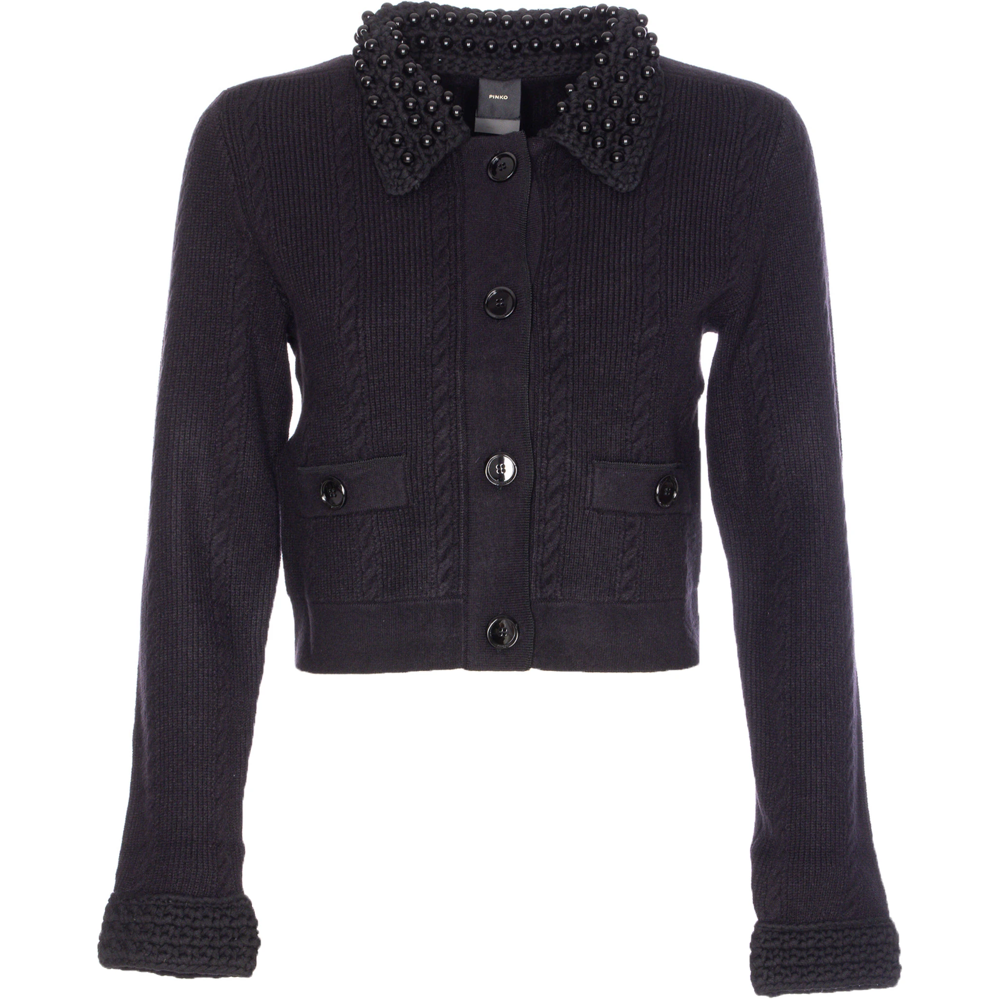 Embellished-collar cardigan