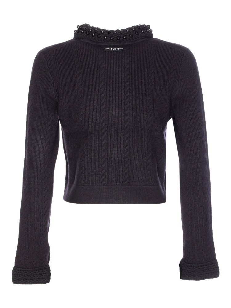 Embellished-collar cardigan alternative