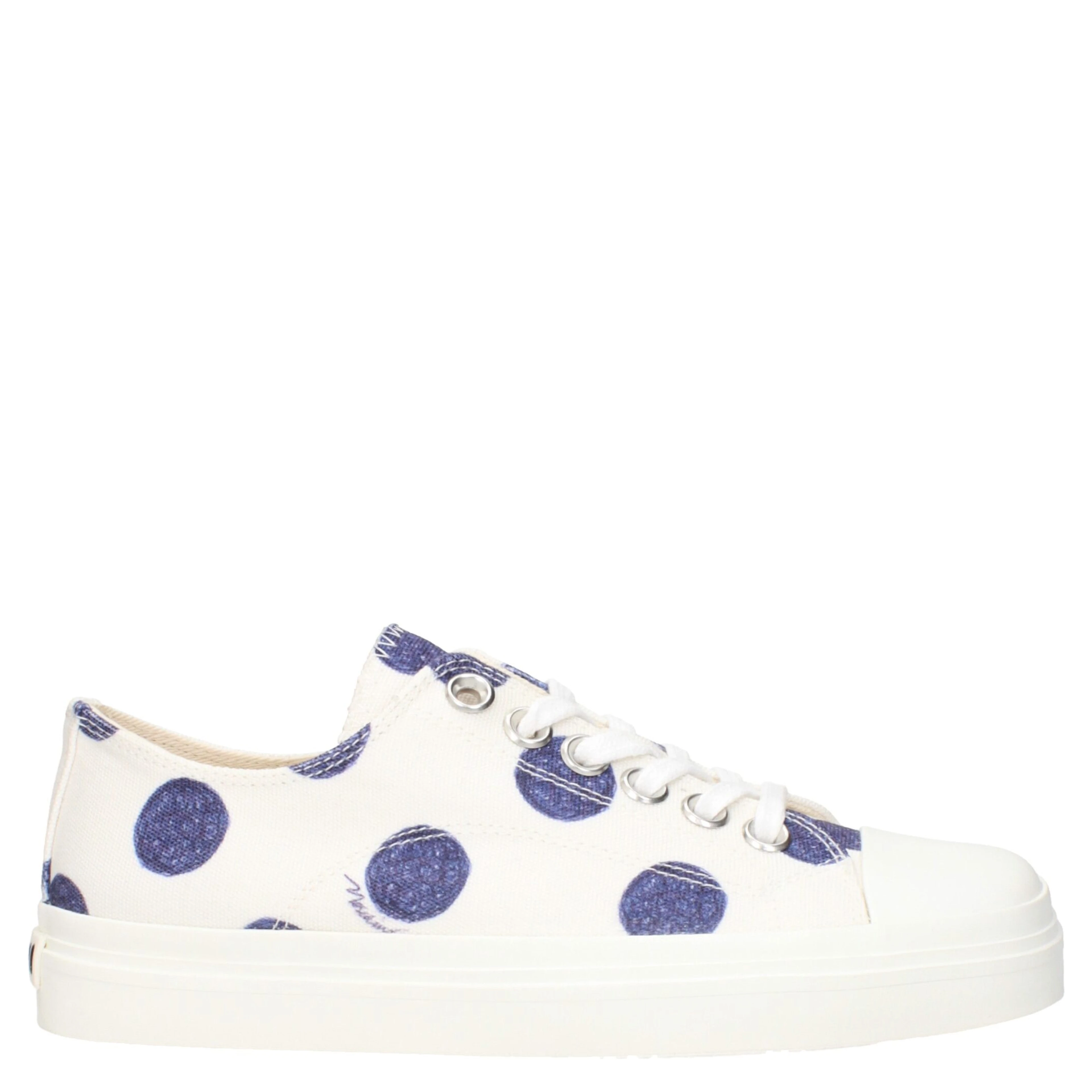 White Fabric Low Top Sneakers