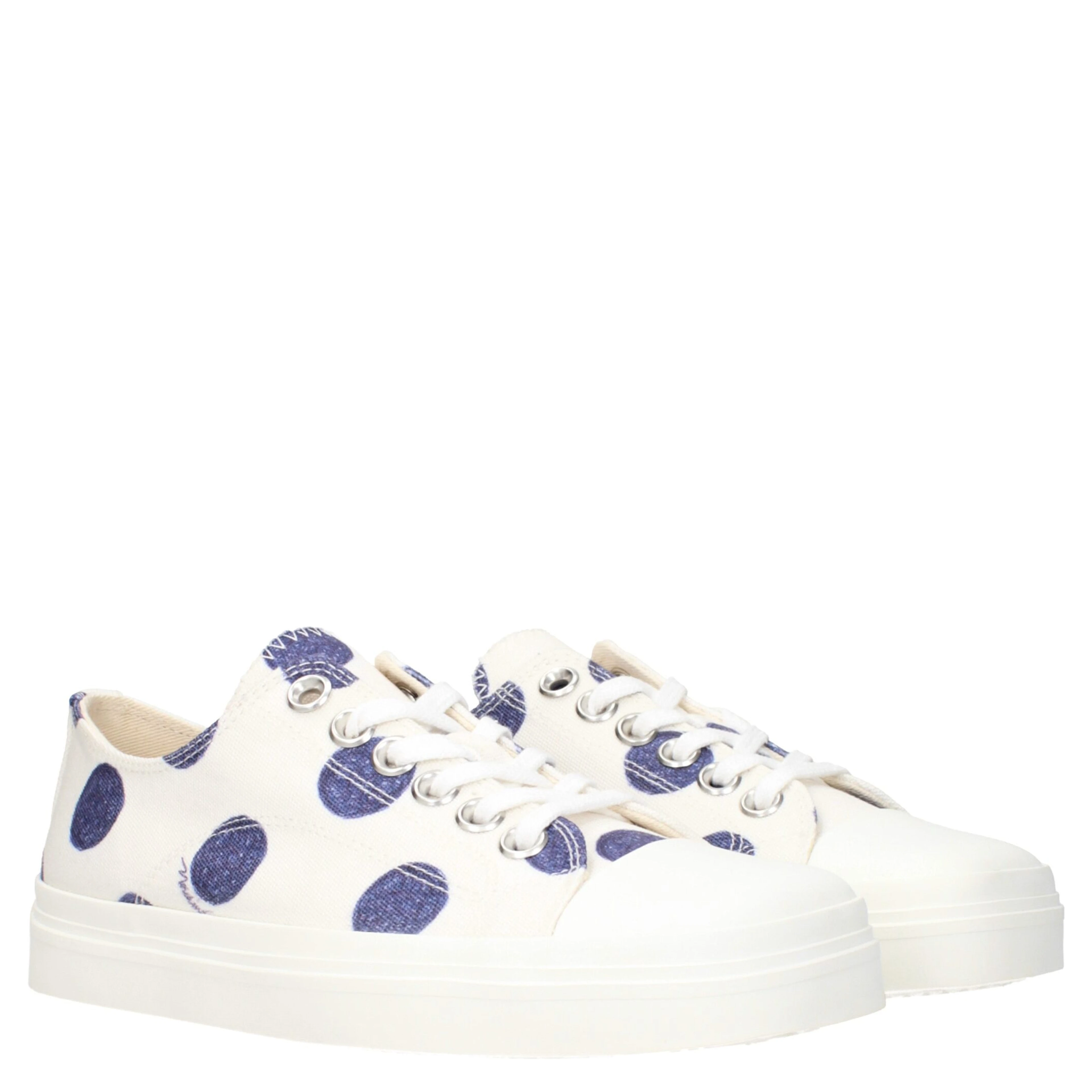White Fabric Low Top Sneakers