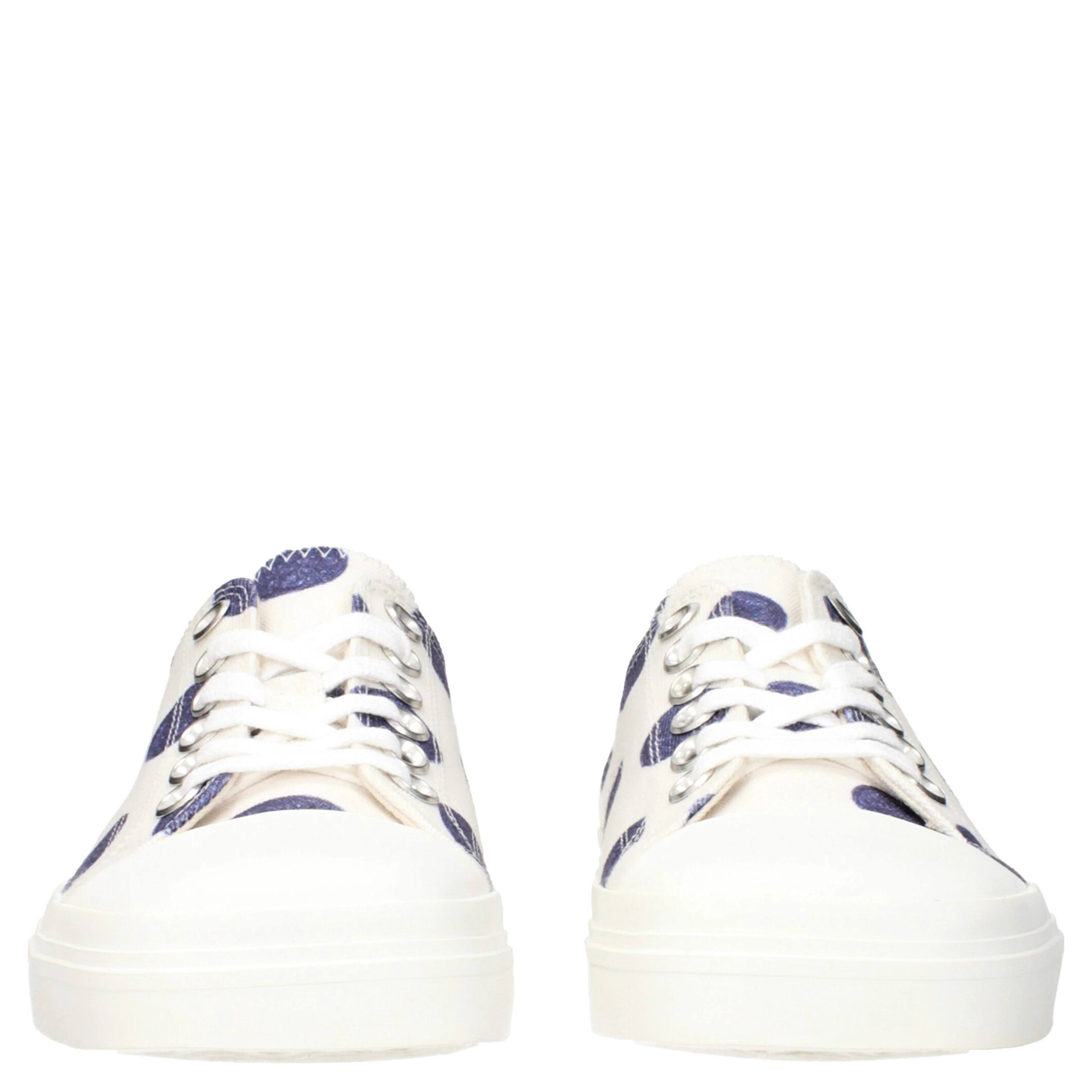 White Fabric Low Top Sneakers