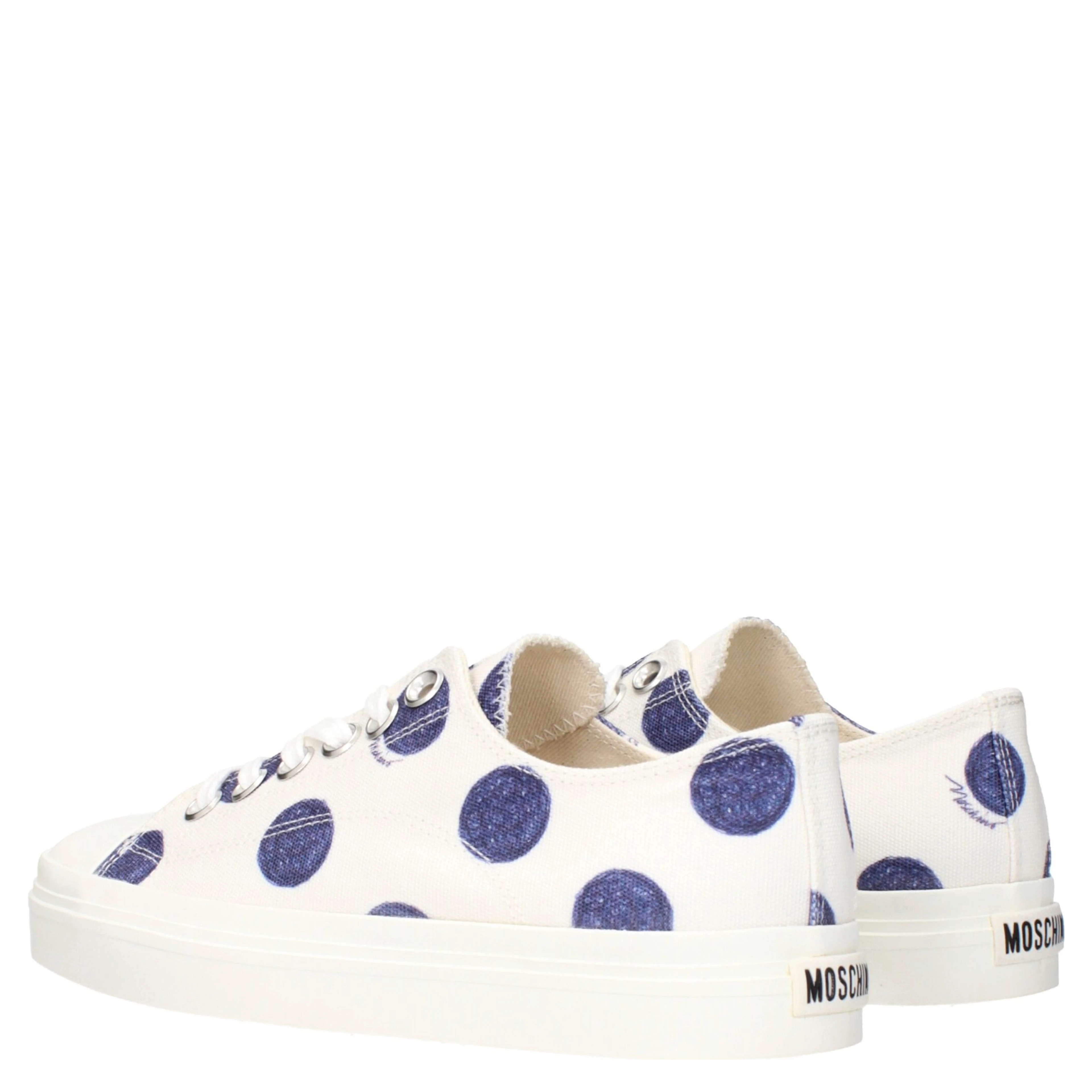 White Fabric Low Top Sneakers
