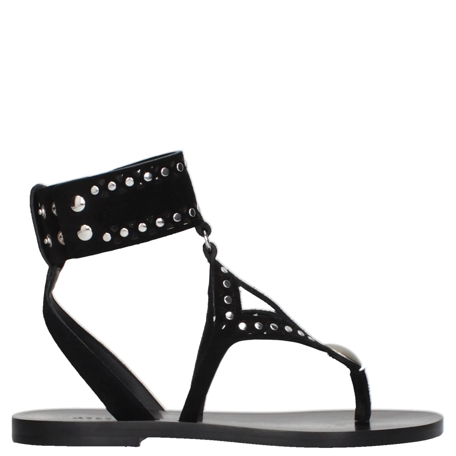 Black Leather Flip-Flop Sandals