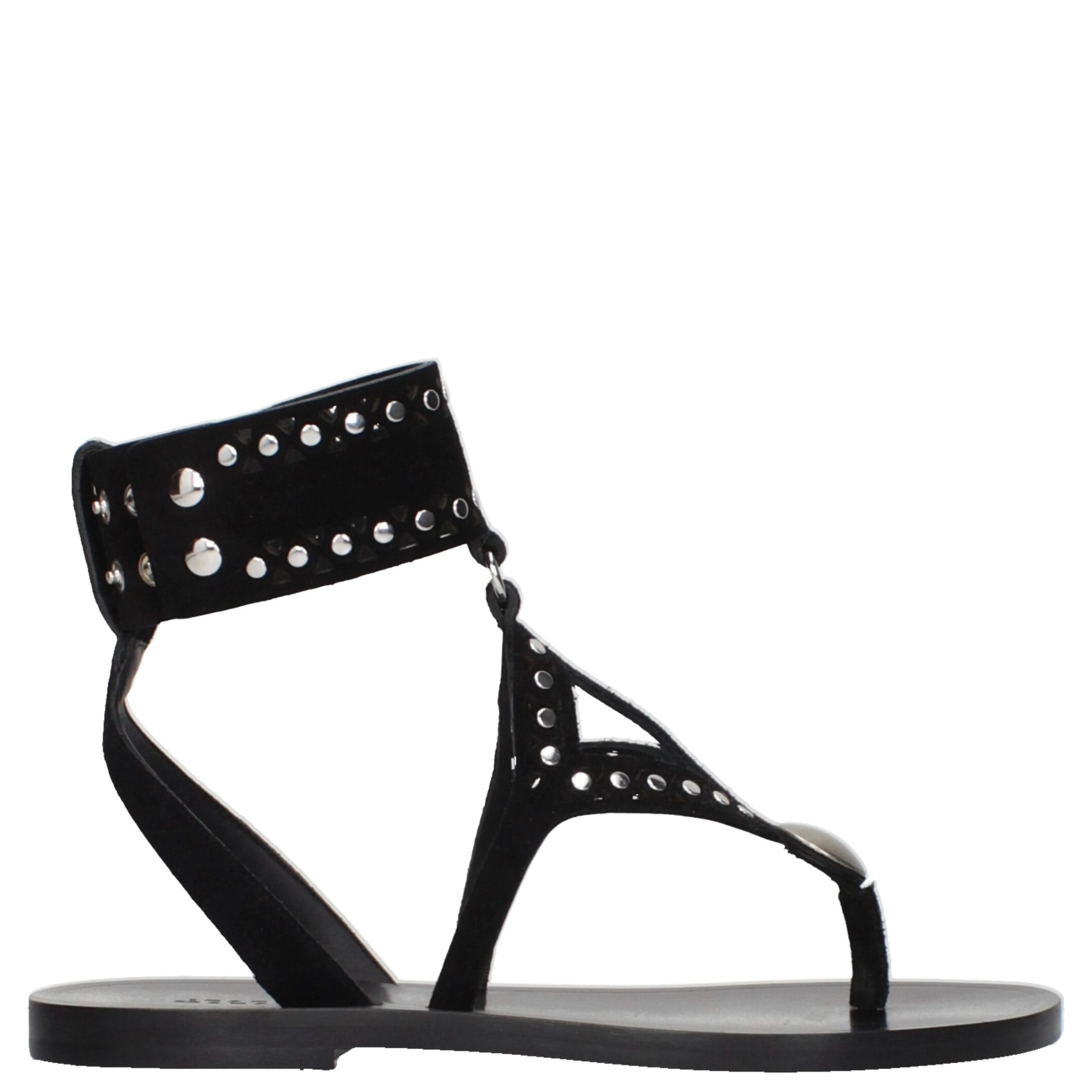 Black Leather Flip-Flop Sandals
