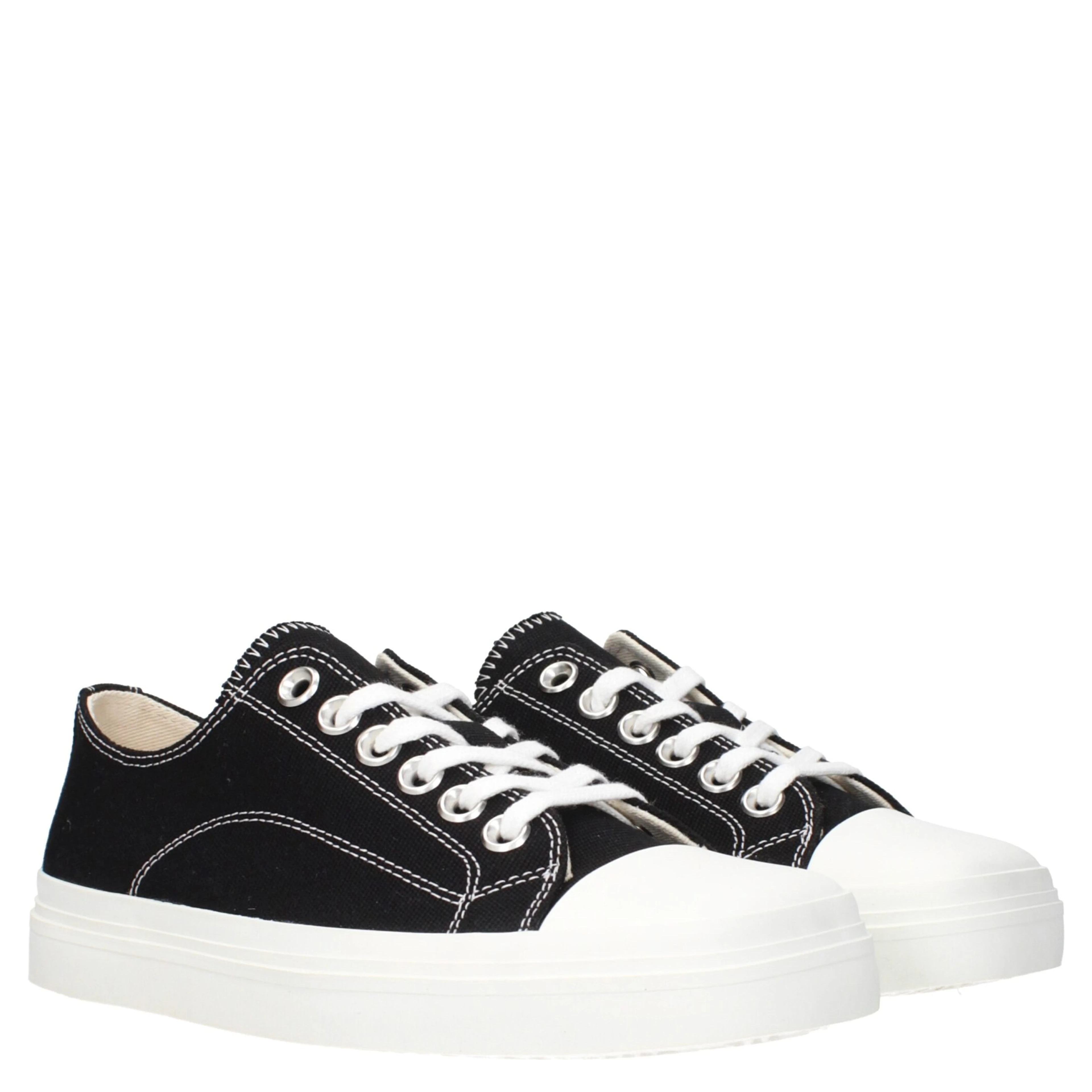 Black Fabric Low Top Sneakers