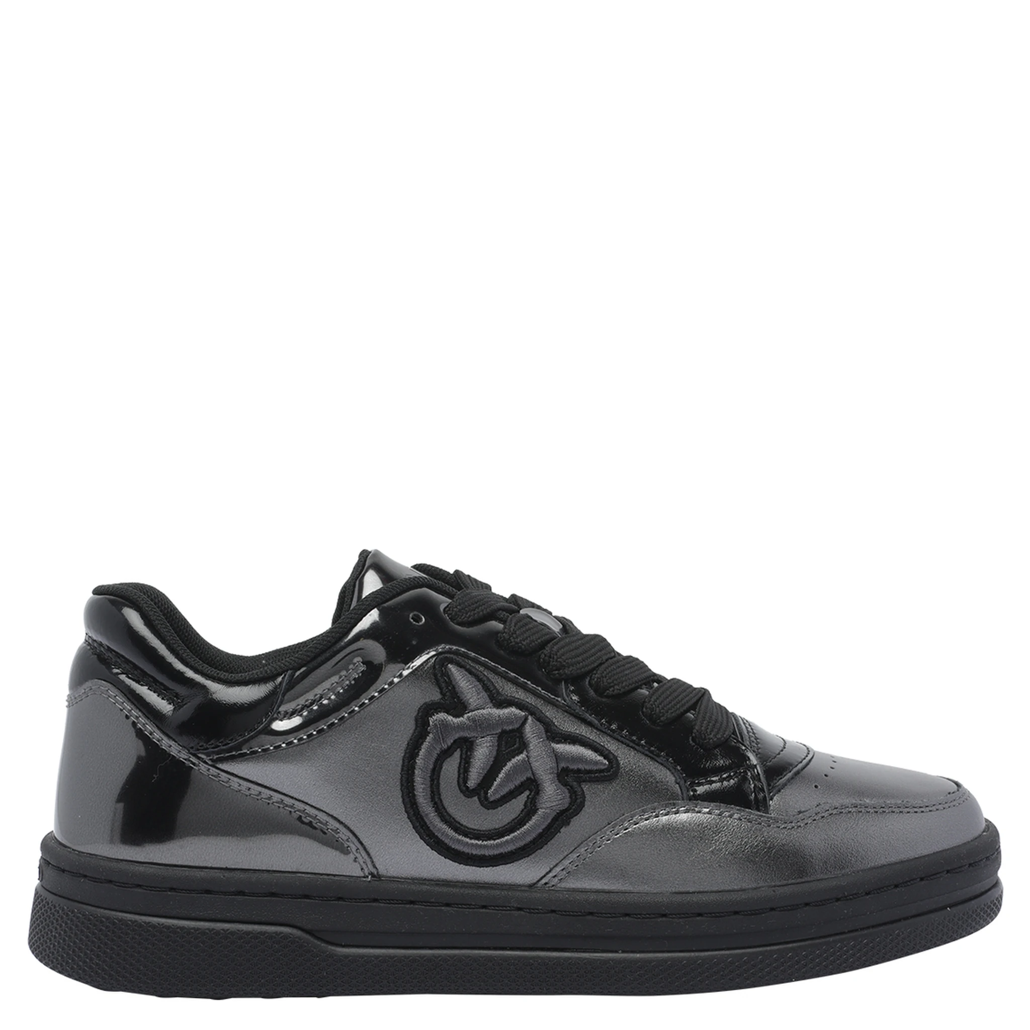 Logo-detail patent-leather sneakers