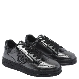 Logo-detail patent-leather sneakers