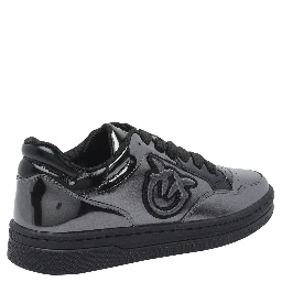 Logo-detail patent-leather sneakers