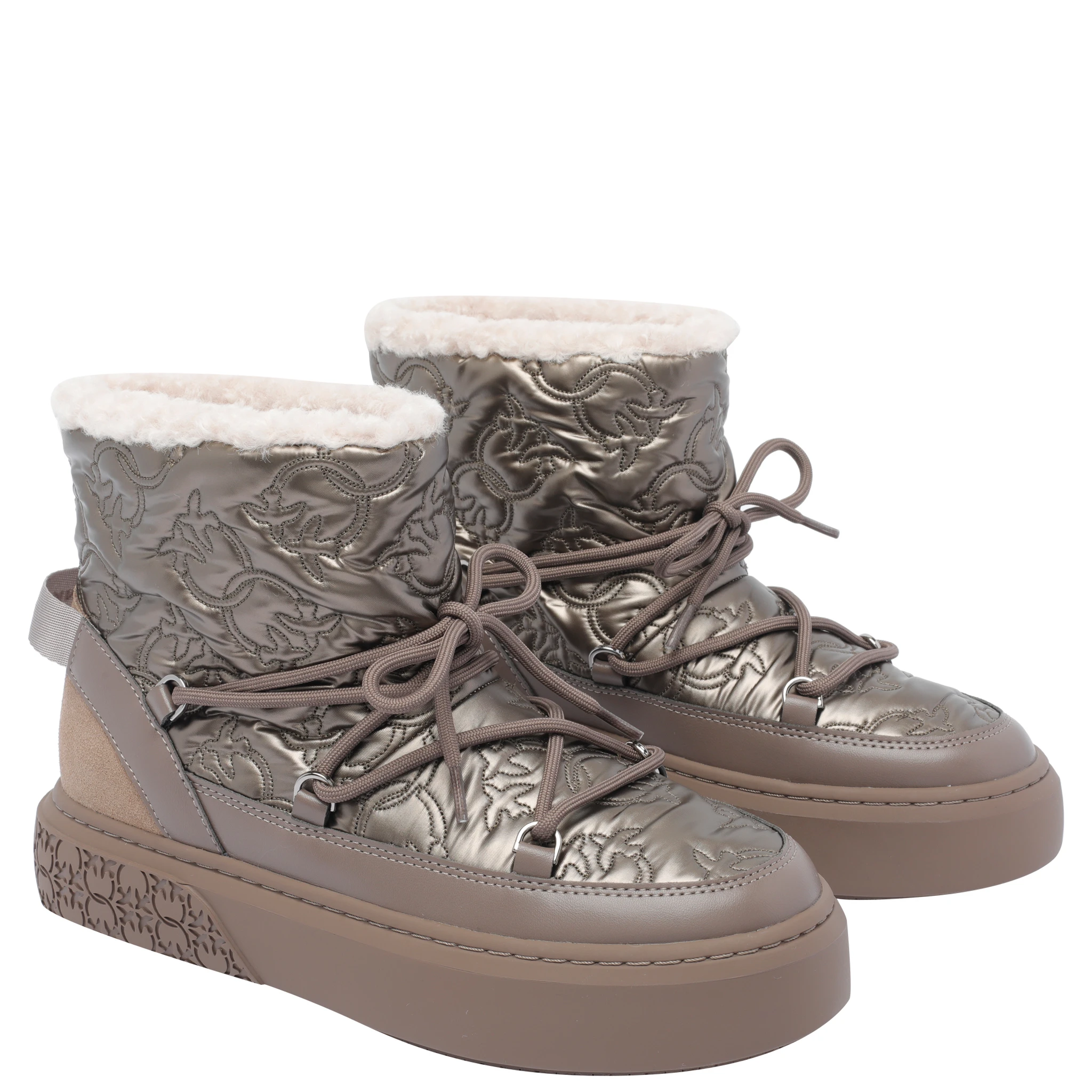 quilted floral-pattern boots