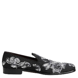 Black Silver Sequined Loafers Men Dress Shoes