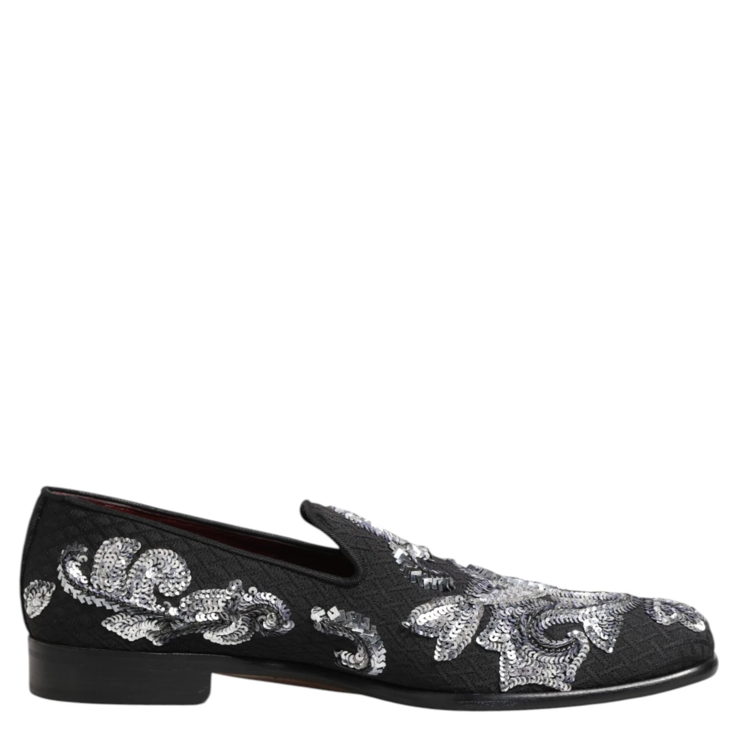 Black Silver Sequined Loafers Men Dress Shoes