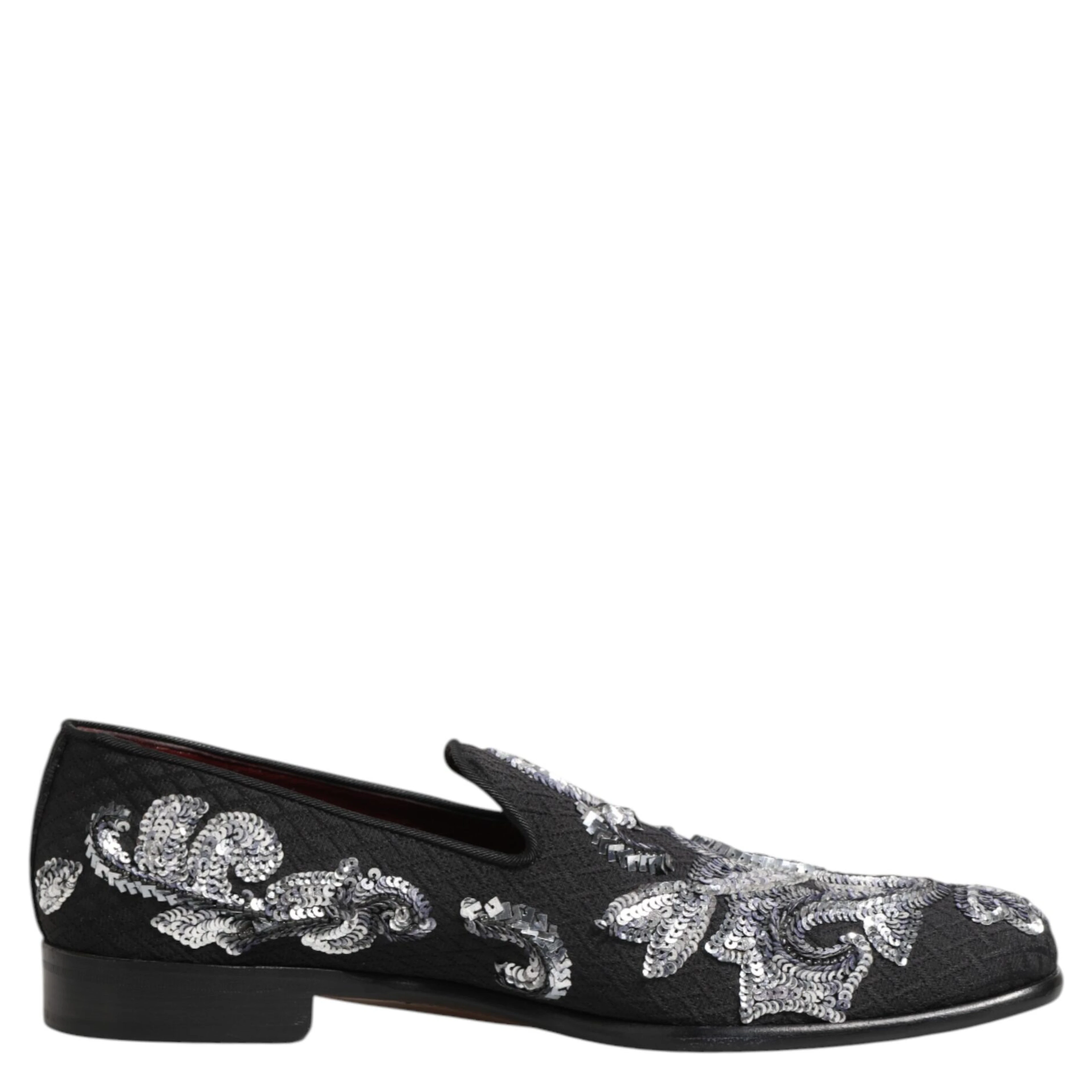 Black Silver Sequined Loafers Men Dress Shoes