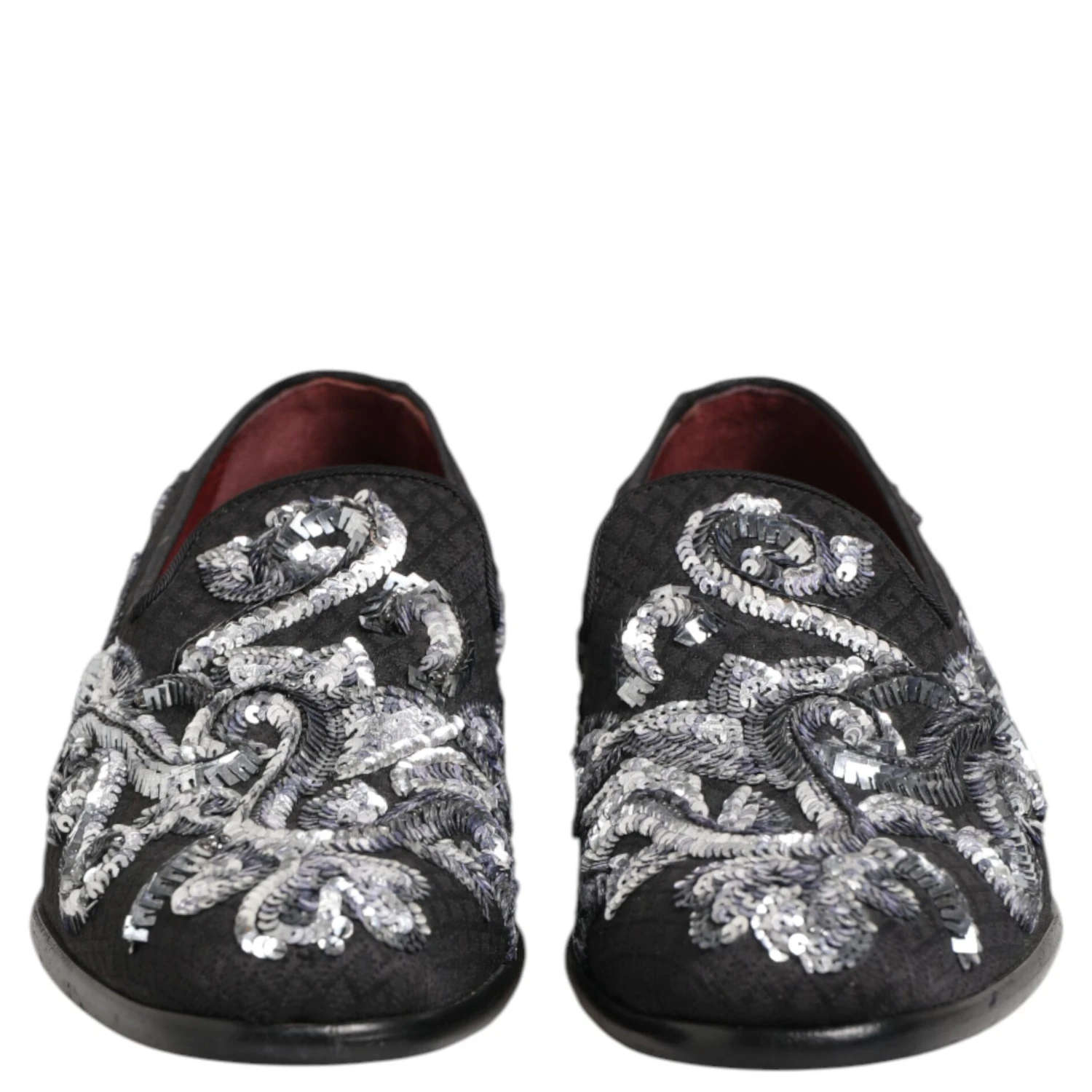 Black Silver Sequined Loafers Men Dress Shoes