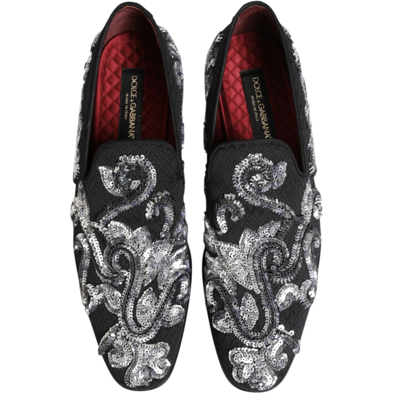 Black Silver Sequined Loafers Men Dress Shoes