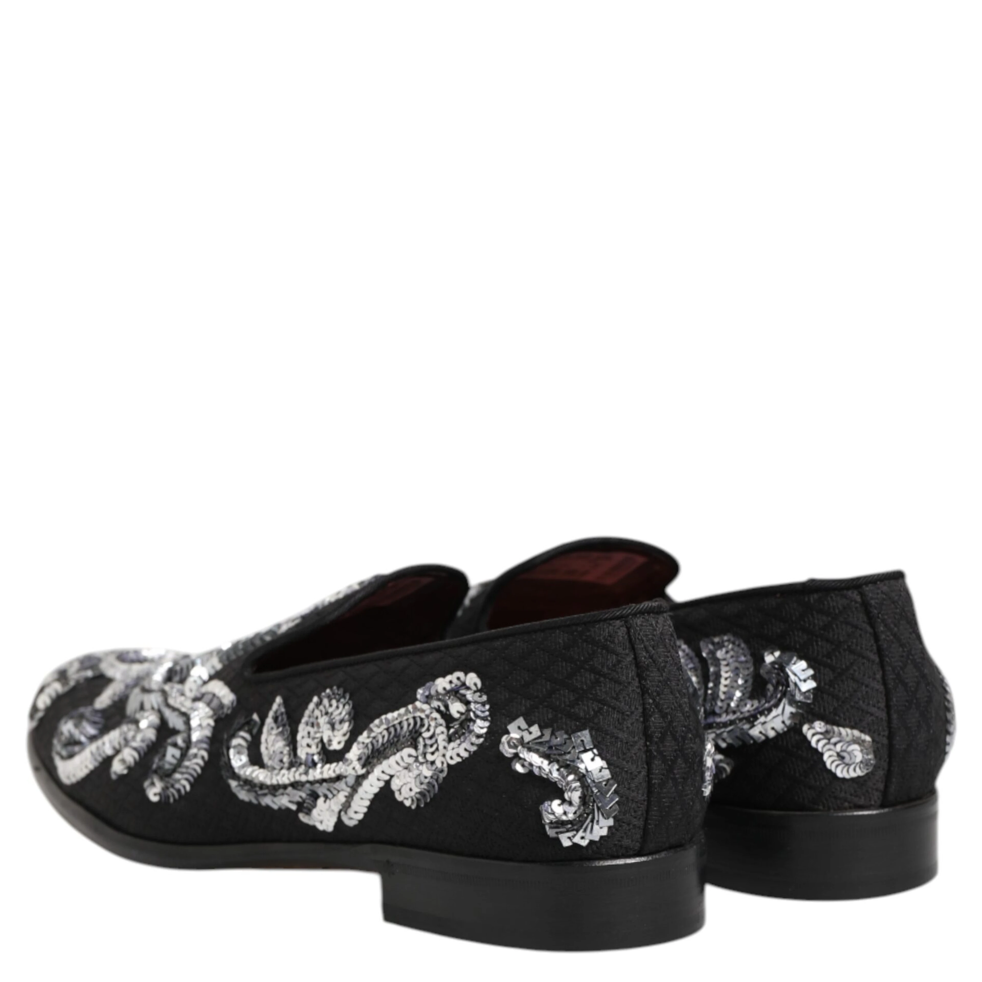 Black Silver Sequined Loafers Men Dress Shoes