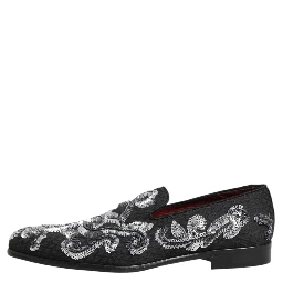 Black Silver Sequined Loafers Men Dress Shoes