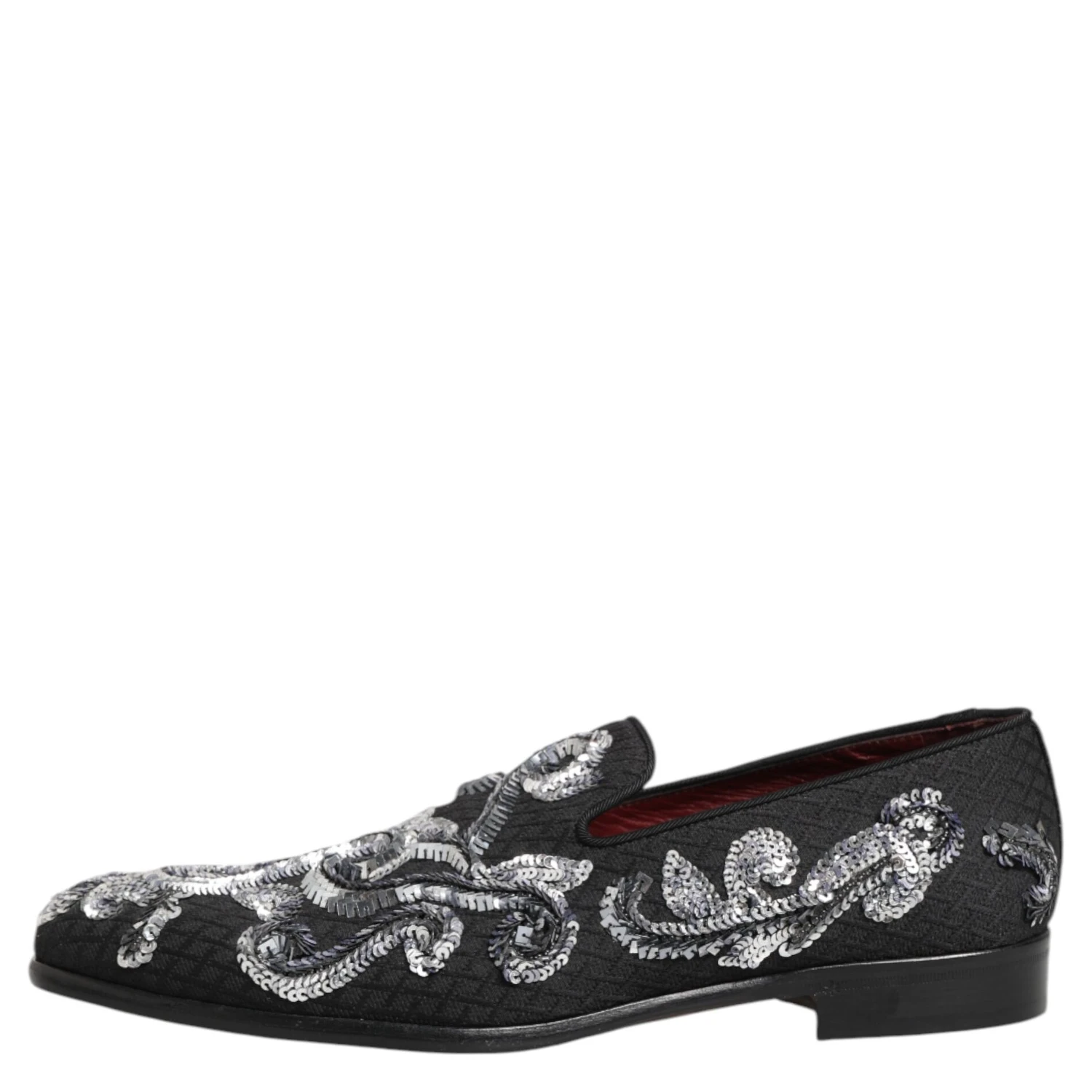 Black Silver Sequined Loafers Men Dress Shoes