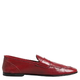 Red Leather Slip On Dress Men Loafers Shoes