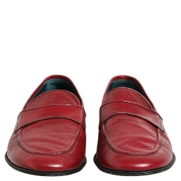 Red Leather Slip On Dress Men Loafers Shoes