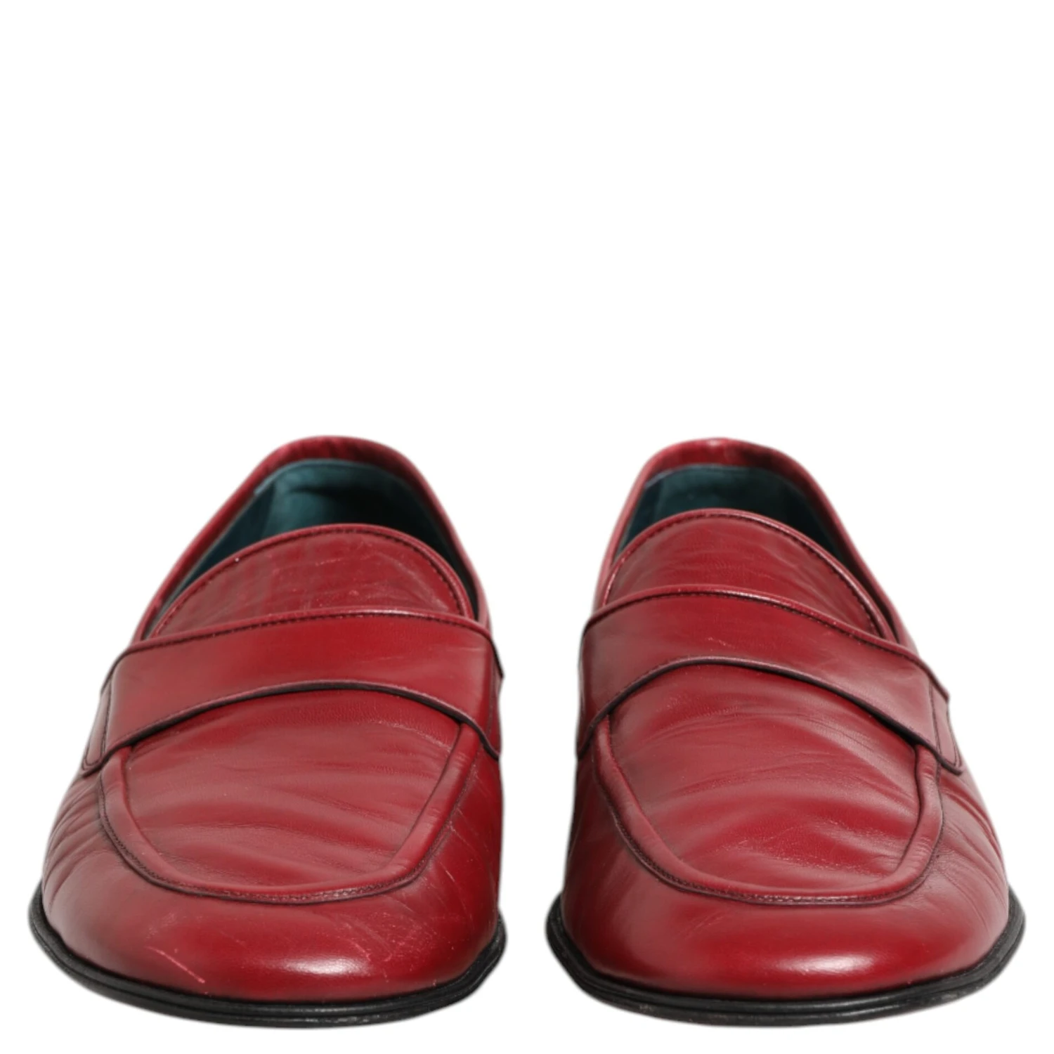 Red Leather Slip On Dress Men Loafers Shoes