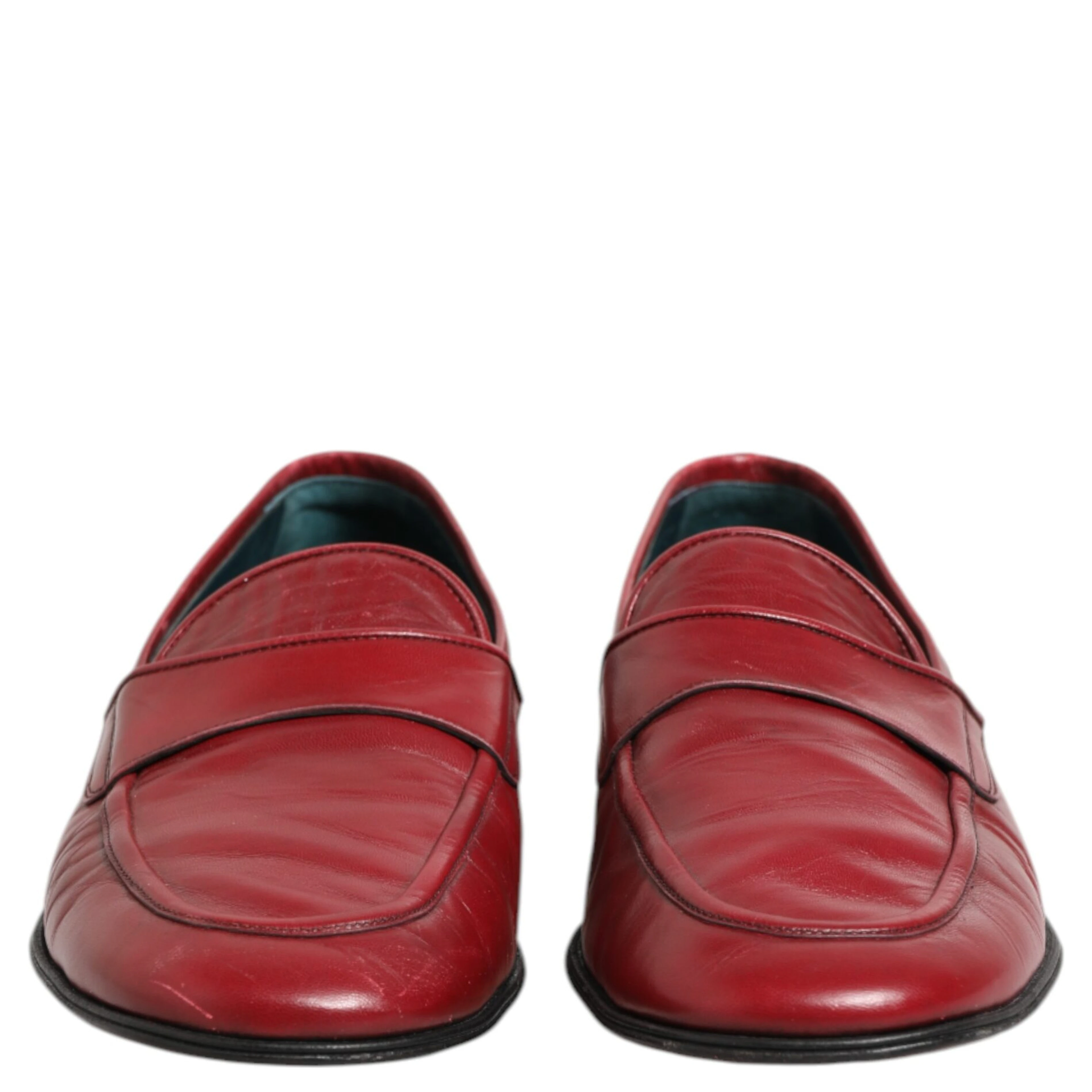 Red Leather Slip On Dress Men Loafers Shoes