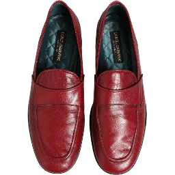 Red Leather Slip On Dress Men Loafers Shoes