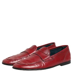 Red Leather Slip On Dress Men Loafers Shoes