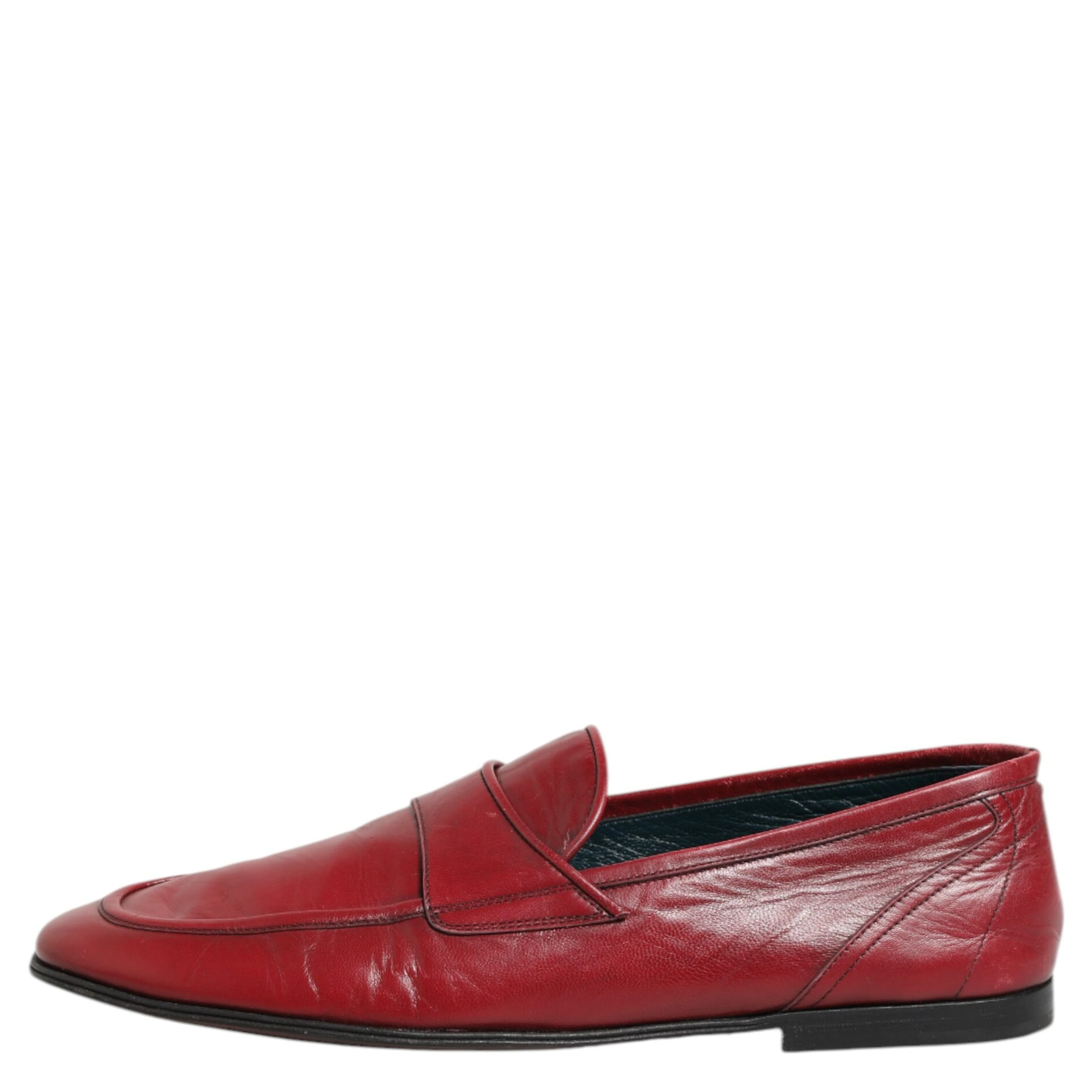 Red Leather Slip On Dress Men Loafers Shoes