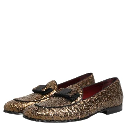 Gold Sequined Slip On Loafers Men Dress Shoes