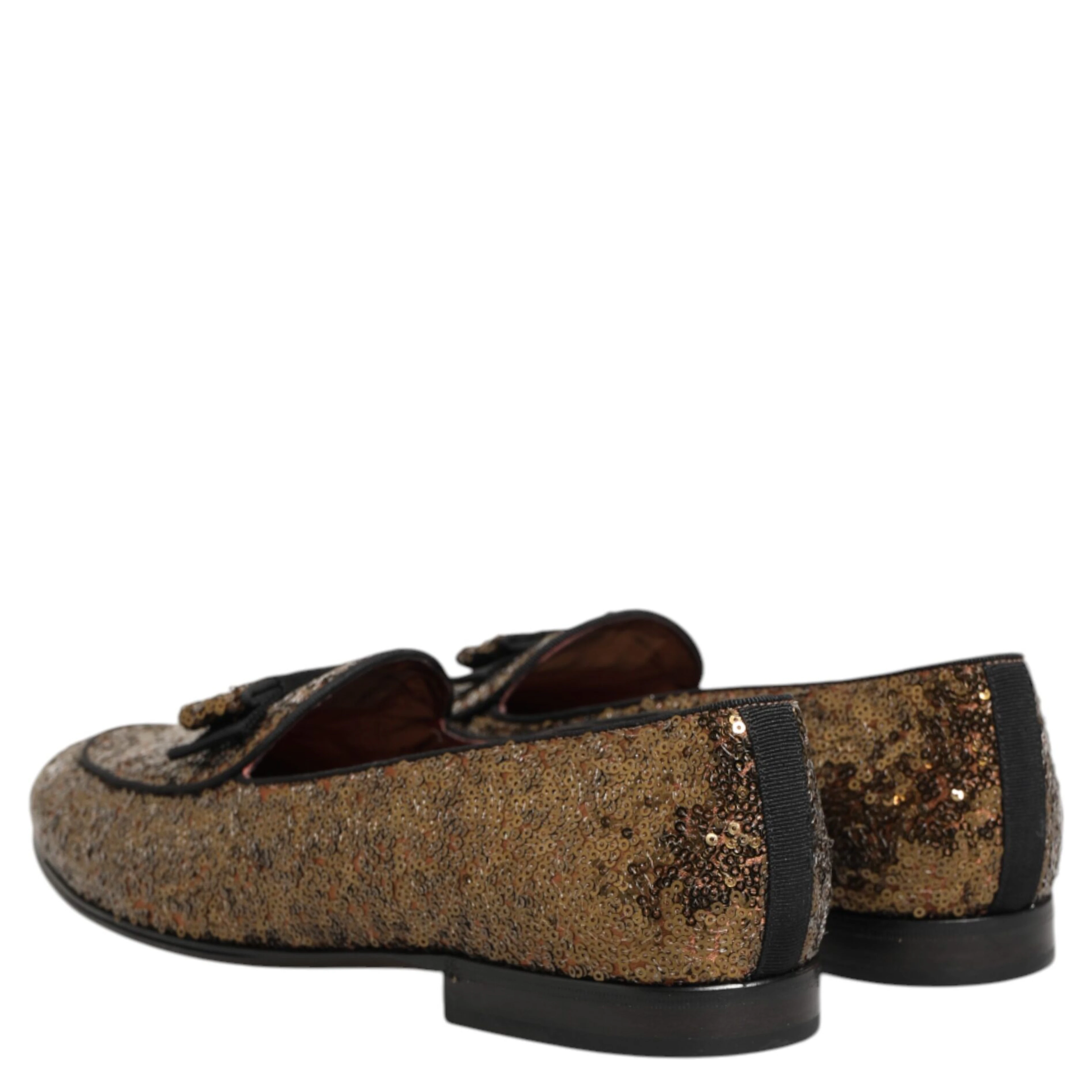 Gold Sequined Slip On Loafers Men Dress Shoes