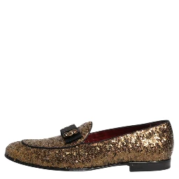 Gold Sequined Slip On Loafers Men Dress Shoes