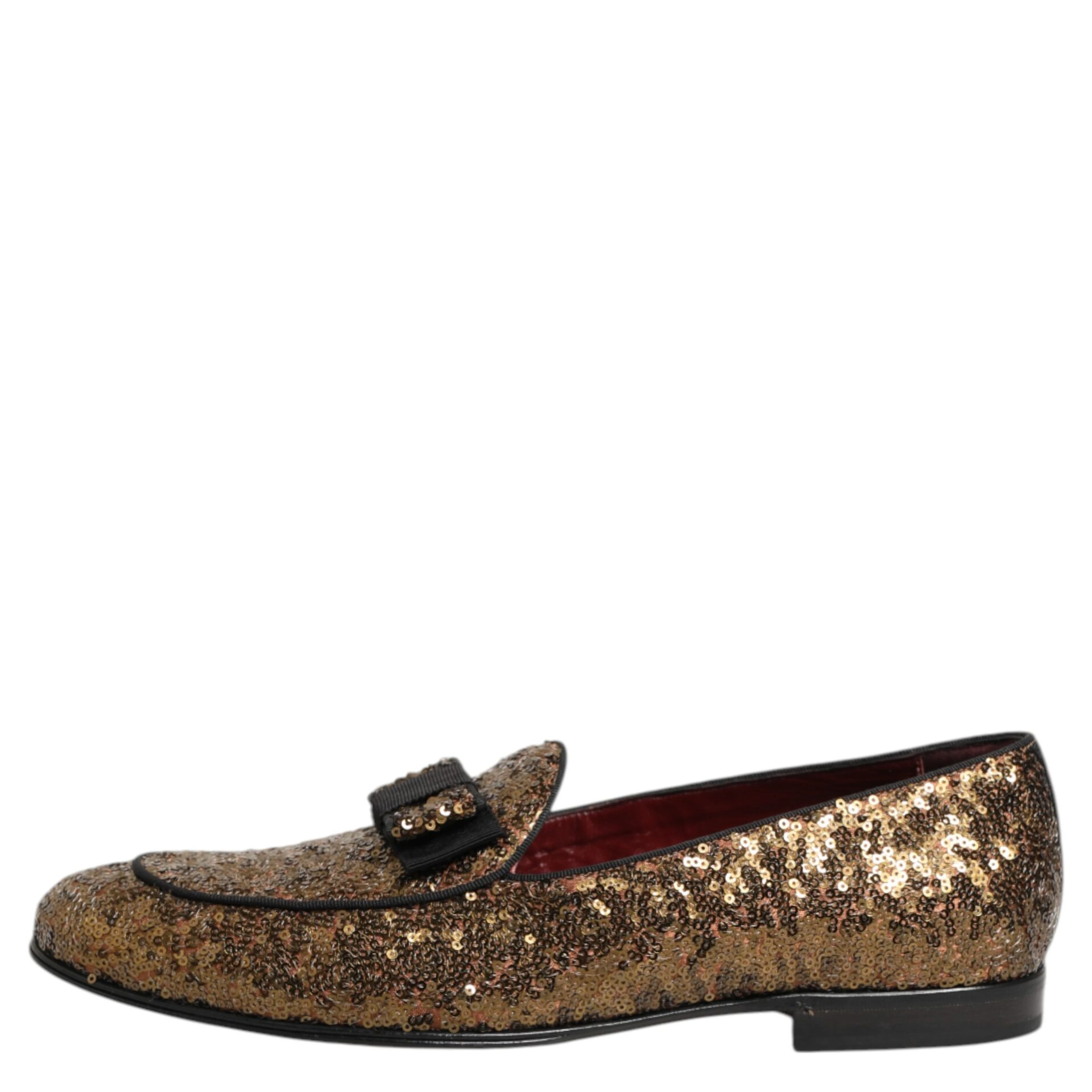 Gold Sequined Slip On Loafers Men Dress Shoes