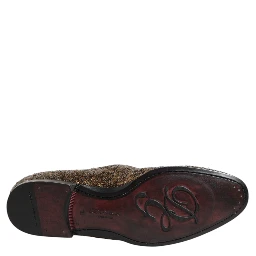 Gold Sequined Slip On Loafers Men Dress Shoes