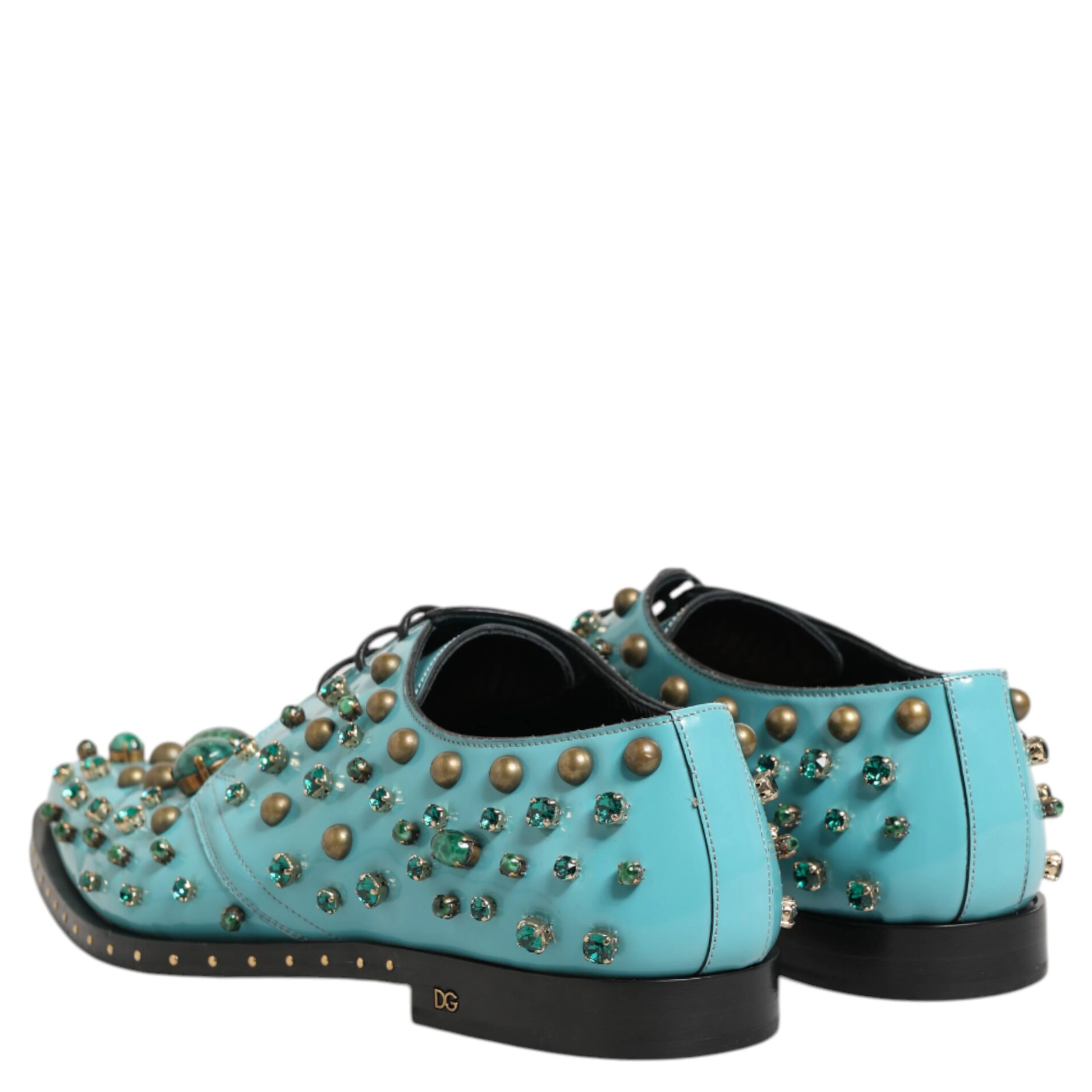 Turquoise Crystal Embellished Men Derby Shoes