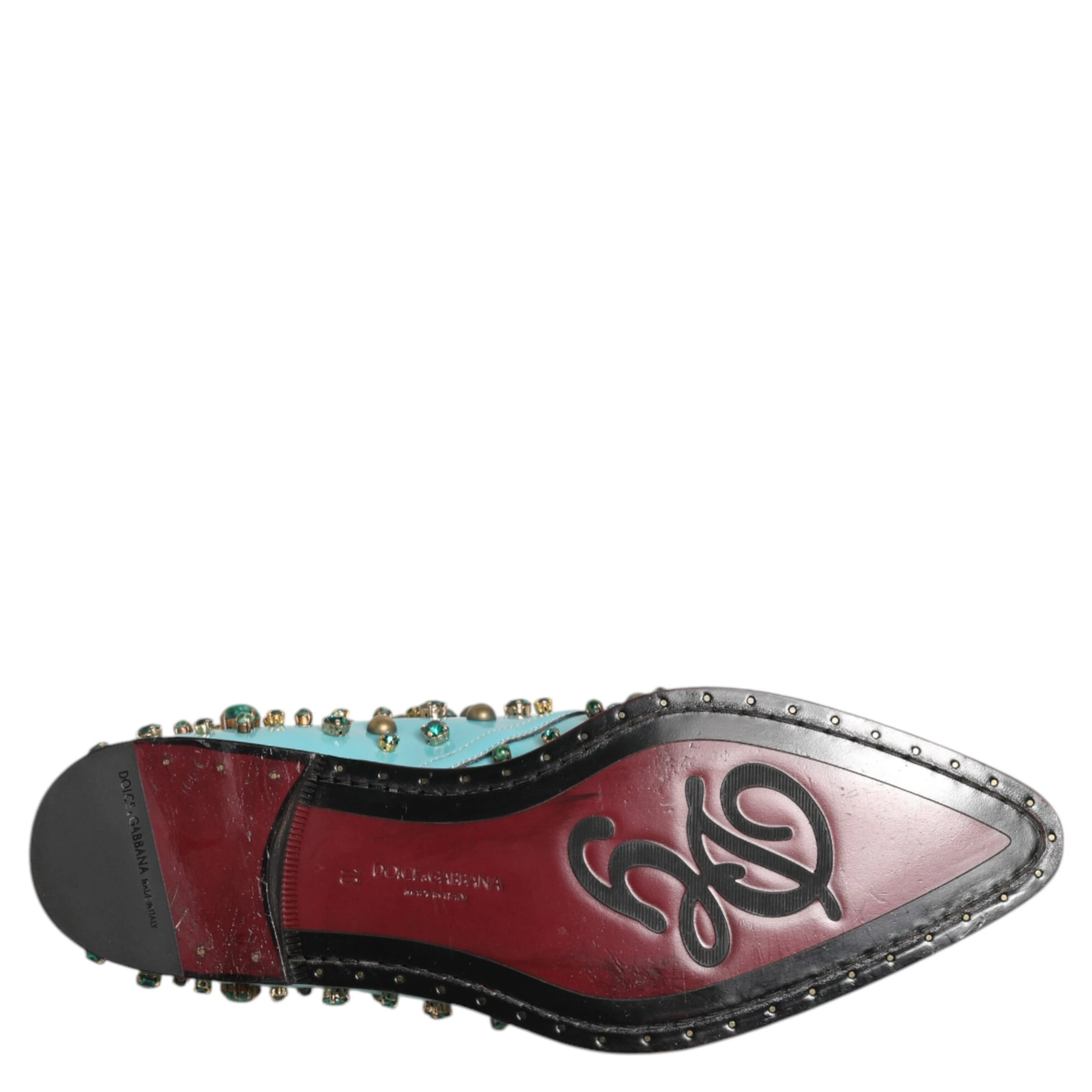 Turquoise Crystal Embellished Men Derby Shoes