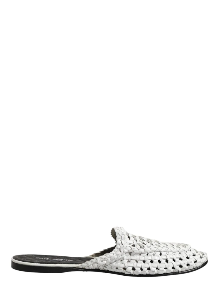 White Woven Slides MULES Men Sandals Shoes