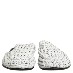 White Woven Slides MULES Men Sandals Shoes