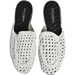 White Woven Slides MULES Men Sandals Shoes