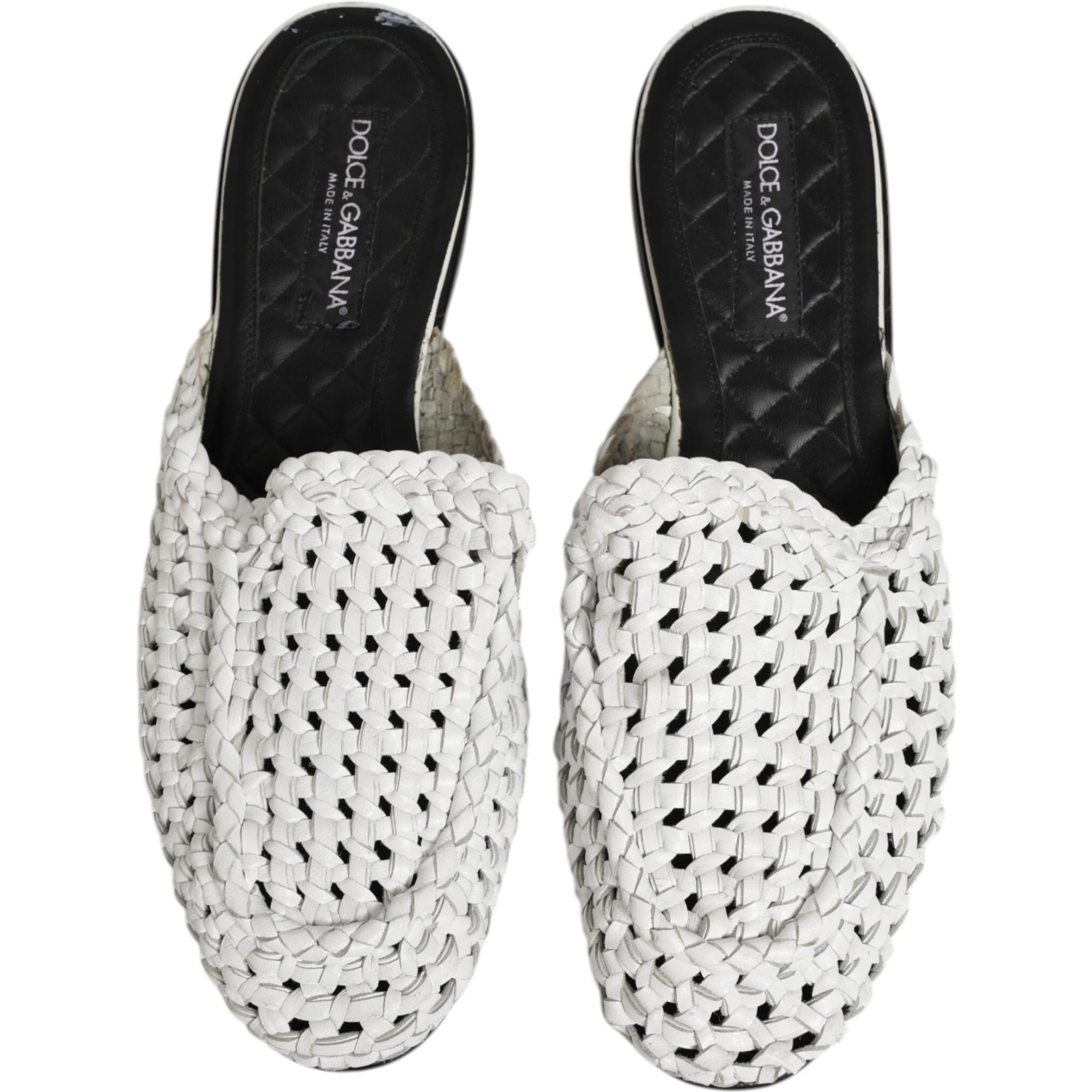 White Woven Slides MULES Men Sandals Shoes