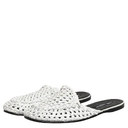 White Woven Slides MULES Men Sandals Shoes