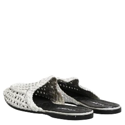 White Woven Slides MULES Men Sandals Shoes